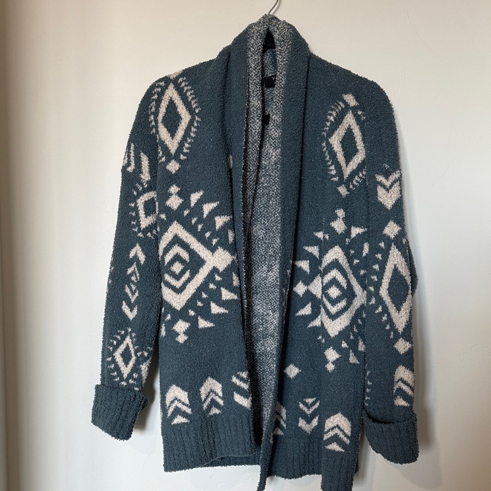 Vici Textured Knit Sweater - Blue and White